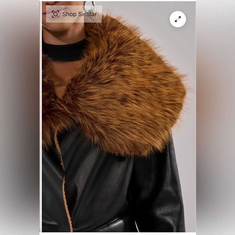 Fur Trim Trench Coat - Size Medium - Picture 8 of 8